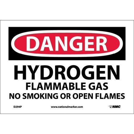 NMC DANGER, HYDROGEN FLAMMABLE GAS D294P